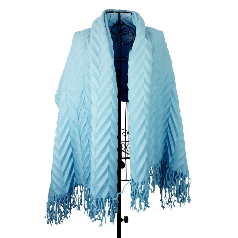 Large Wrap, Throw, Fringe Scarf Agua